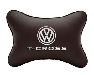Подушка на подголовник коричневая экокожа VOLKSWAGEN T-Cross