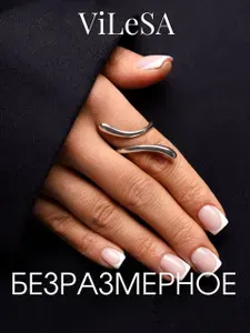 ViLeSA Кольцо женское бижутерия безразмерное волна цвет серебро