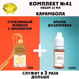 Ароматизатор автомобильный Карамбола в комплекте с дополнительной заправкой