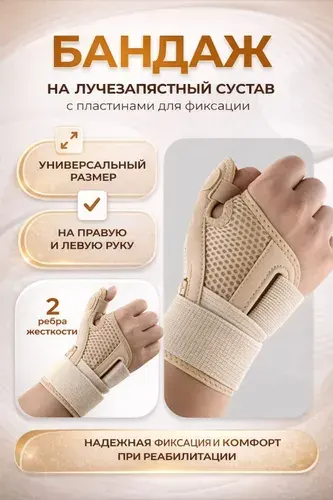 Бандаж на лучезапястный сустав / фиксатор кисти, универсальный размер