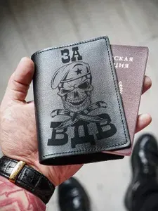 Обложка для паспорта натуральная кожа ЗА ВДВ
