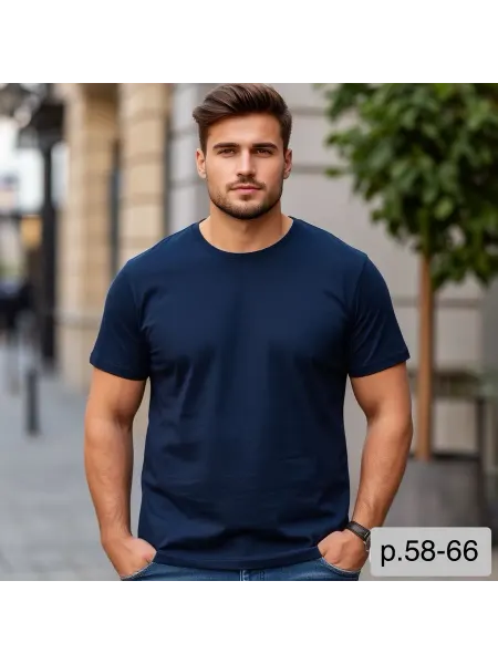 Богатырь Cotton Футболка синяя хлопок оверсайз большой размер