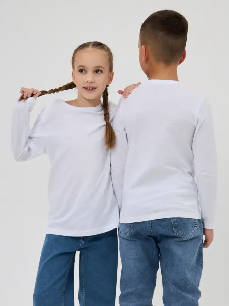 Stark Cotton Лонгслив однотонный детский белый