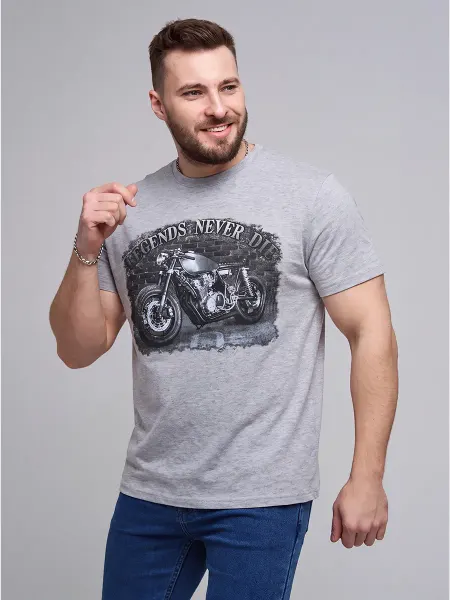Stark Cotton Футболка хлопок с принтом Мотоцикл