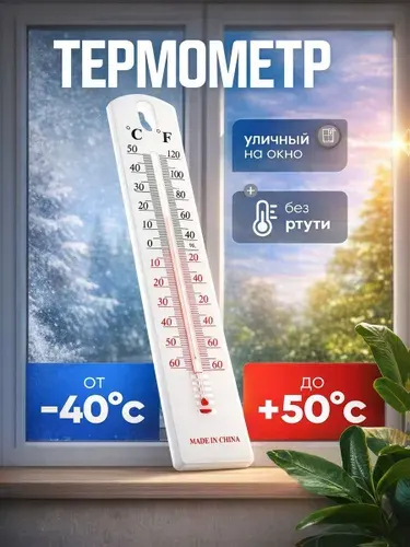 Термометр на окно для улицы / Градусник наружный, уличный, оконный