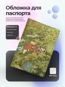 Обложка на паспорт котик и енотик