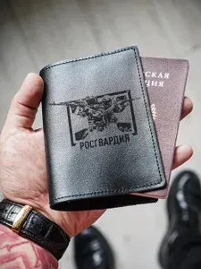 Обложка на паспорт Росгвардия натуральная рыжая