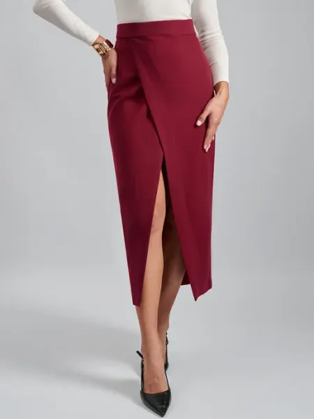 Royal Couture Юбка карандаш на запах миди с разрезом