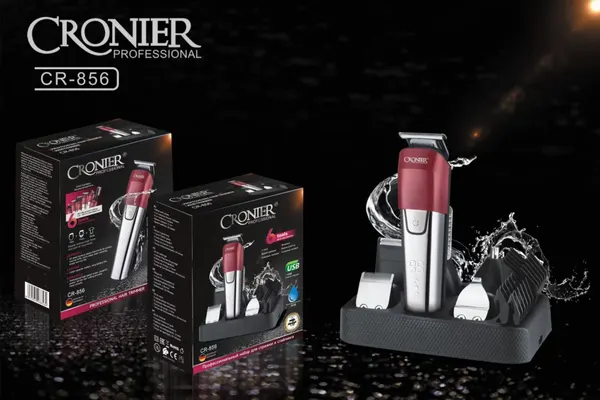 CRONIER Машинка для стрижки CR-856, серебристый, бордовый