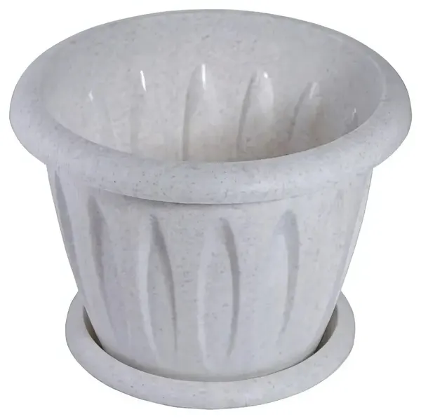 Горшок пластиковый 0,4л d-10,5см «Фелиция», мраморный, с поддоном для цветов