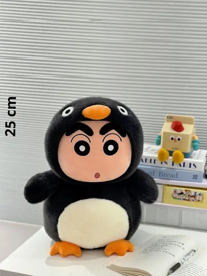 Игрушка подарочная Crayon Shin-chan в виде персонажа в костюме пингвина, с удивлённым лицом