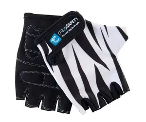 Велоперчатки детские защитные (без пальцев) Crazy Safety White Tiger