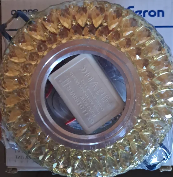 Светильник встраиваемый с белой LED подсветкой Feron CD906 потолочный MR16 G5.3 прозрачный/жёлтый