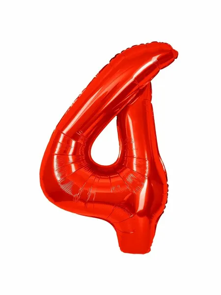 Шар (40'/102 см) Цифра, 4, Красный, Металлик, 1 шт. в уп.
