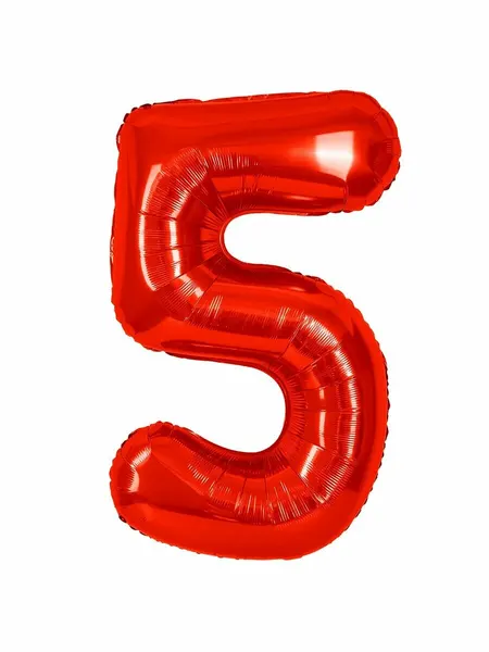 Шар (40'/102 см) Цифра, 5, Красный, Металлик, 1 шт. в уп.