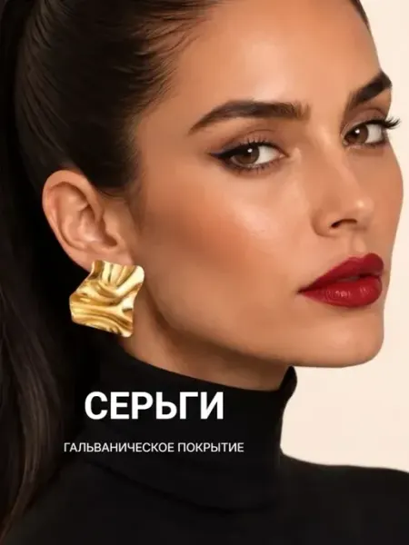 Серьги бижутерия крупные геометрия под золото PoliNEs
