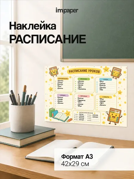 Большая наклейка на стену школьное расписание