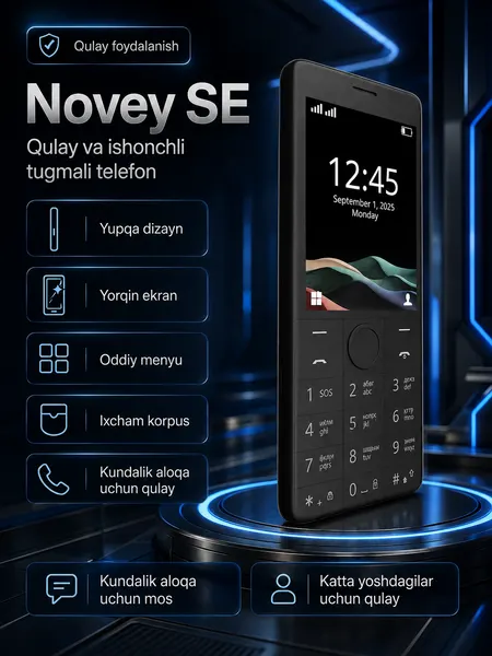 Кнопочный мобильный телефон NOVEY SE Special Edition, большой экран 2,8 дюйма, 2 SIM-карты, аккумулятор 1400 мА·ч