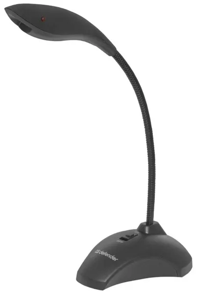 Микрофон Defender MIC-115 на гибкой ножке, чёрный, кнопка включения, шумоподавление, 100-13000Гц, 2.2кОм, 38дБ, кабель 1.7м