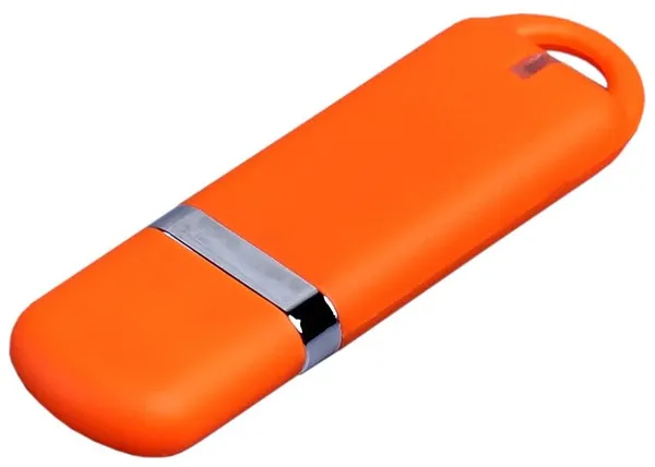 Классическая флешка soft-touch с закругленными краями (64 Гб / GB USB 3.0 Оранжевый/Orange 005 Flash drive Мемо Софт-тач Memo S315)