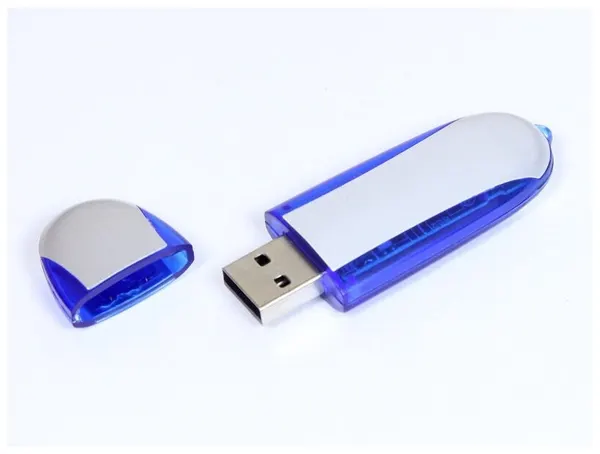Овальная флешка для нанесения логотипа (128 Гб / GB USB 2.0 Синий/Blue 017)