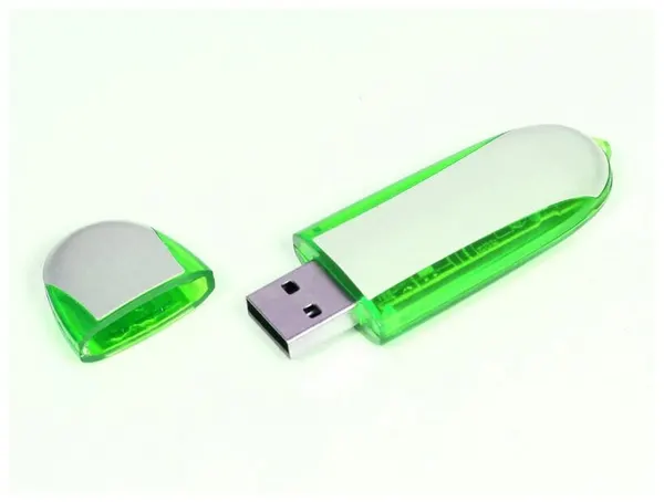 Овальная флешка для нанесения логотипа (32 Гб / GB USB 3.0 Зеленый/Green 017 Пластиковая Speed PL124)