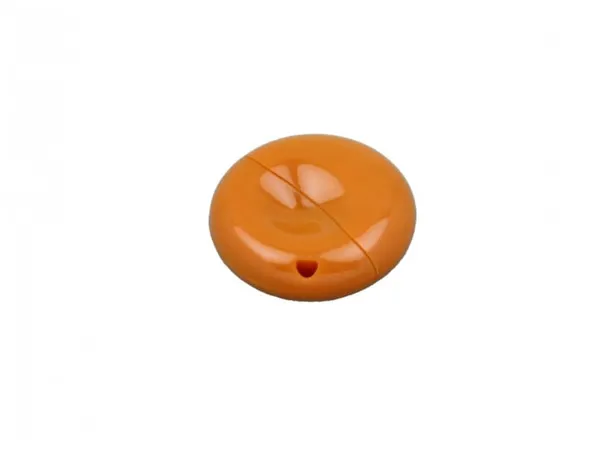 Пластиковая промо флешка круглой формы (512 МБ / MB USB 2.0 Оранжевый/Orange 021-Round Надорогая круглая сувенир под логотип заказчика)