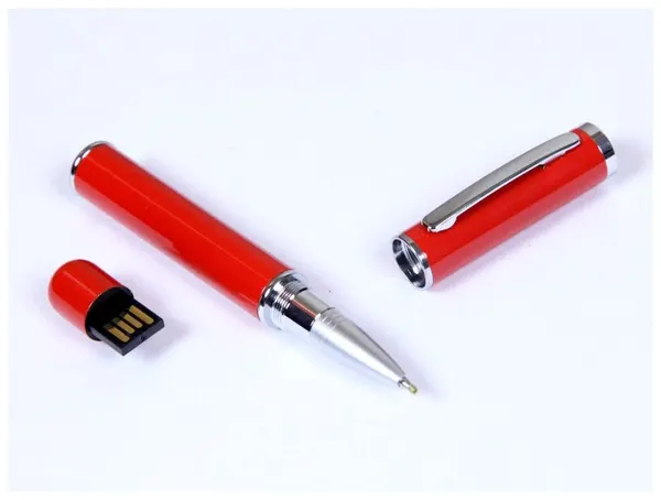Флешка в виде металлической ручки с мини чипом (128 Гб / GB USB 2.0 Красный/Red 366)