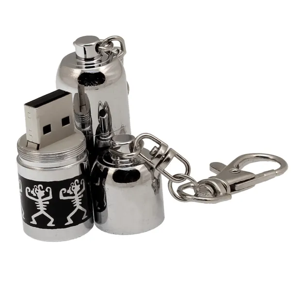 Металлическая флешка Пуля с танцующими человечками (8 Гб / GB USB 2.0 Серебро/Silver Bullet-Goa Патрон подарок поздравление коллег с 23 февраля)