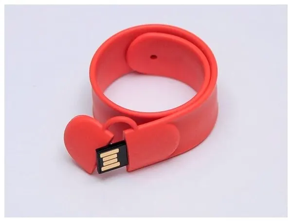 Флешка в виде браслета (512 МБ / MB USB 2.0 Оранжевый/Orange SS001 Недорогая флешка силикон на руку подарок детям)