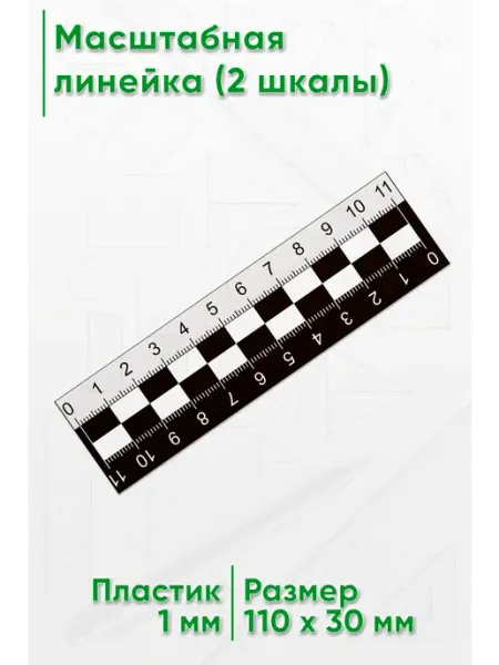 Масштабная линейка 11 см. (2 шкалы) ЦентрМаг