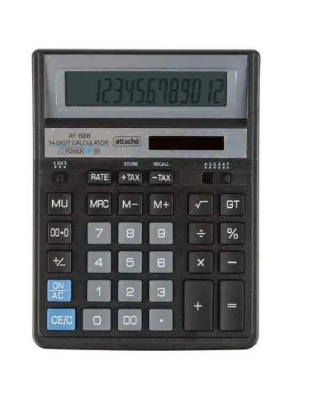 Калькулятор настольный AF-888 14 разрядный черный Attache