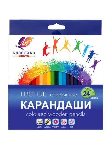 Карандаши цветные "Классика цвета" 24 цв, шестигранные Луч