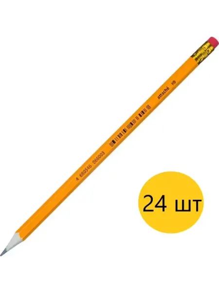 Карандаш чернографитный HB Economy шестигранный, 24шт Attache