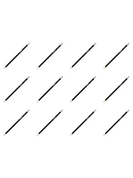 Карандаш чернографитный шестигранный HB с ластиком, 12шт Kores