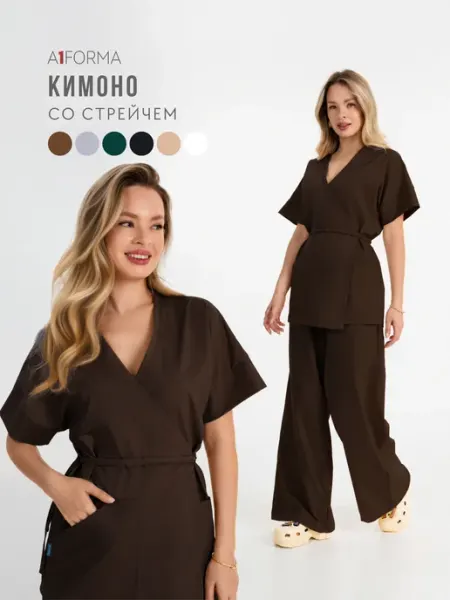 Костюм медицинский кимоно зеленый A1 FORMA