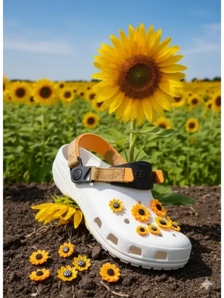 Джиббитсы для сабо Подсолнухи на Crocs набор 6шт