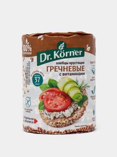 Хлебцы Dr.Korner, хрустящие злаковые, без сахара, 100 г - Хлебцы