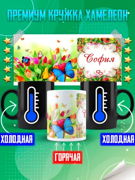 Кружка хамелеон с именем София Фотосувениры