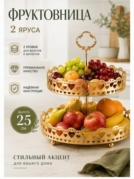 Фруктовница этажерка ярусная металлическая