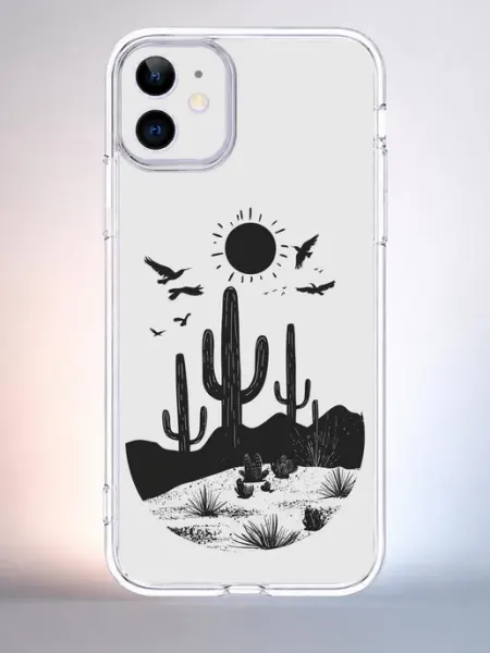 Чехол iPhone 11 кактусы пустыня силиконовый