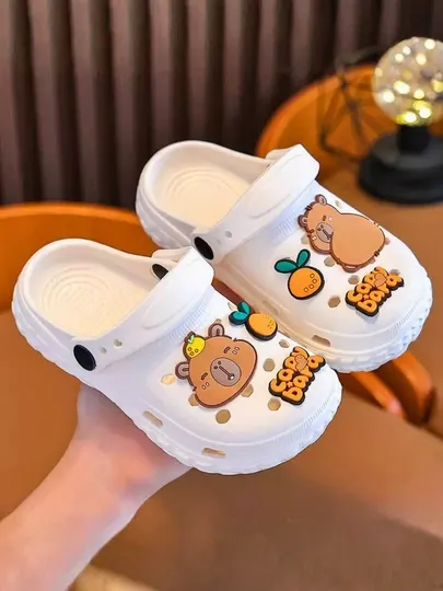 Детские шлёпанцы в стиле Crocs с дизайном капибары