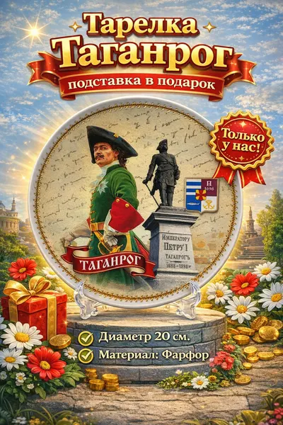 Тарелка сувенирная настенная - настольная Таганрог Петр Первый