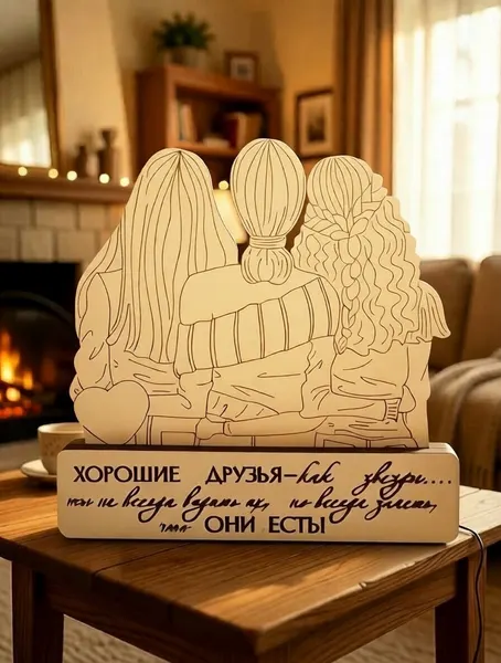Декоративная статуэтка из дерева "Лучшие подружки", фигурка сувенир, подарок подруге на день рождения, Новый год.