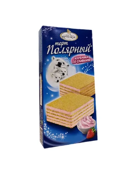 Торт вафельный со вкусом Клубники со сливками, 213 г Фабрика имени Крупской