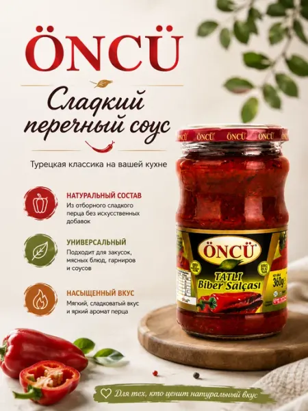 Перечная паста Öncü Tatlı Biber Salçası, 360 г