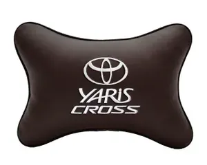 Подушка на подголовник автомобильная коричневая экокожа TOYOTA Yaris Cross