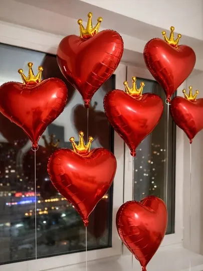 Heart шары, Love шары, Crown шары, Красные шары, Шары сердца, Подарочный набор