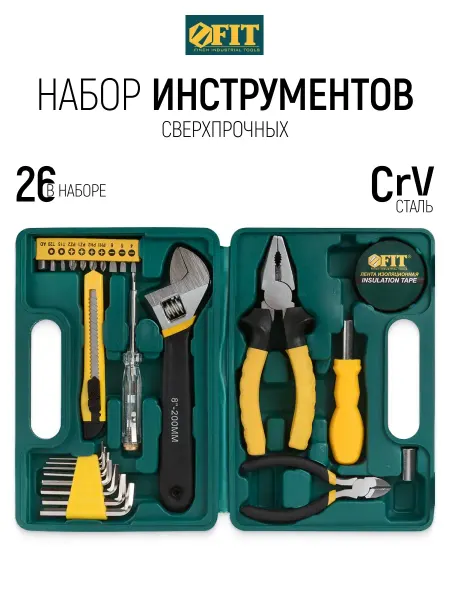 FIT FINCH INDUSTRIAL TOOLS FIT Набор инструментов 29 шт, биты CrV сталь, в чехле