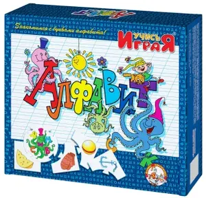 Обучающая логическая игра "Учись играя. Алфавит", дидактический пазл-головоломка на ассоциации, учим буквы русского алфавита, 10 круглых карточек и 40 карточек-пазлов